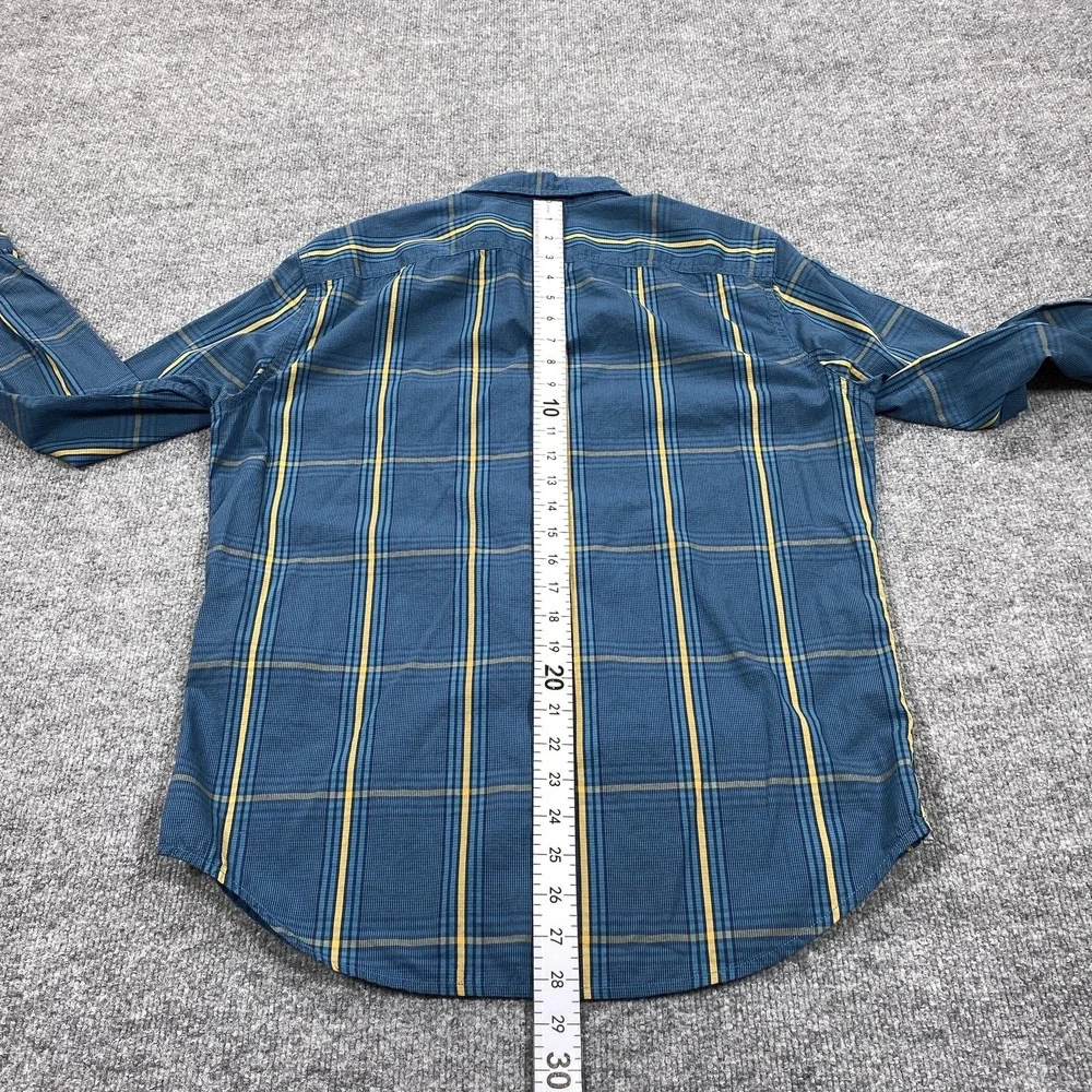 Levi's Shirt‎ Mens Medium Blue Plaid Long Sleeve Button Up Cotton Casual Regular
